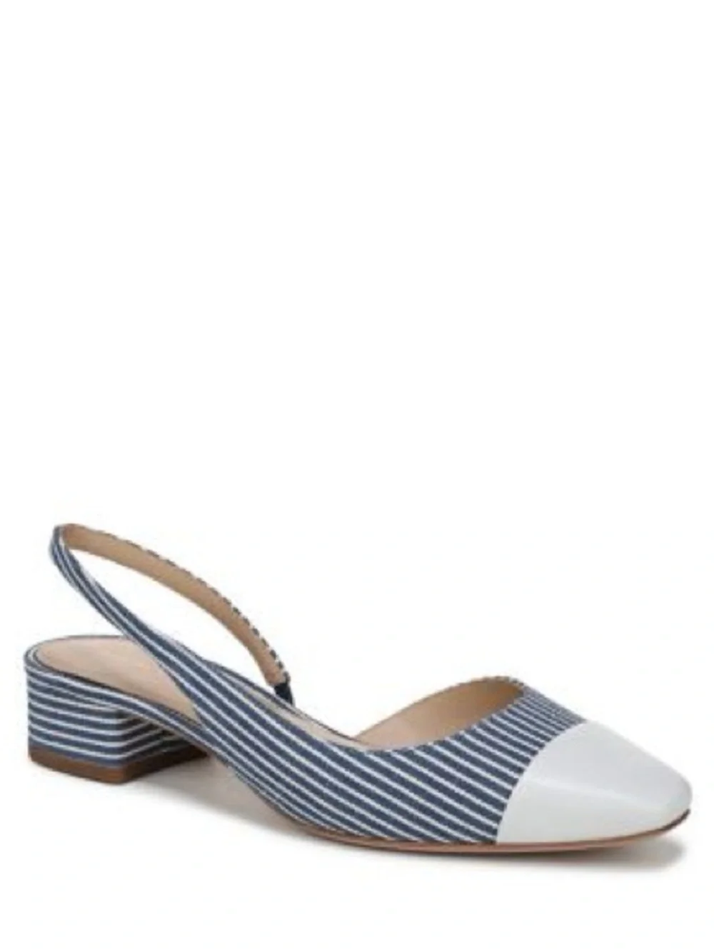 New Veronica Beard Cecile Slingback Pumps Blue White Stripe Low Heel Sz 8